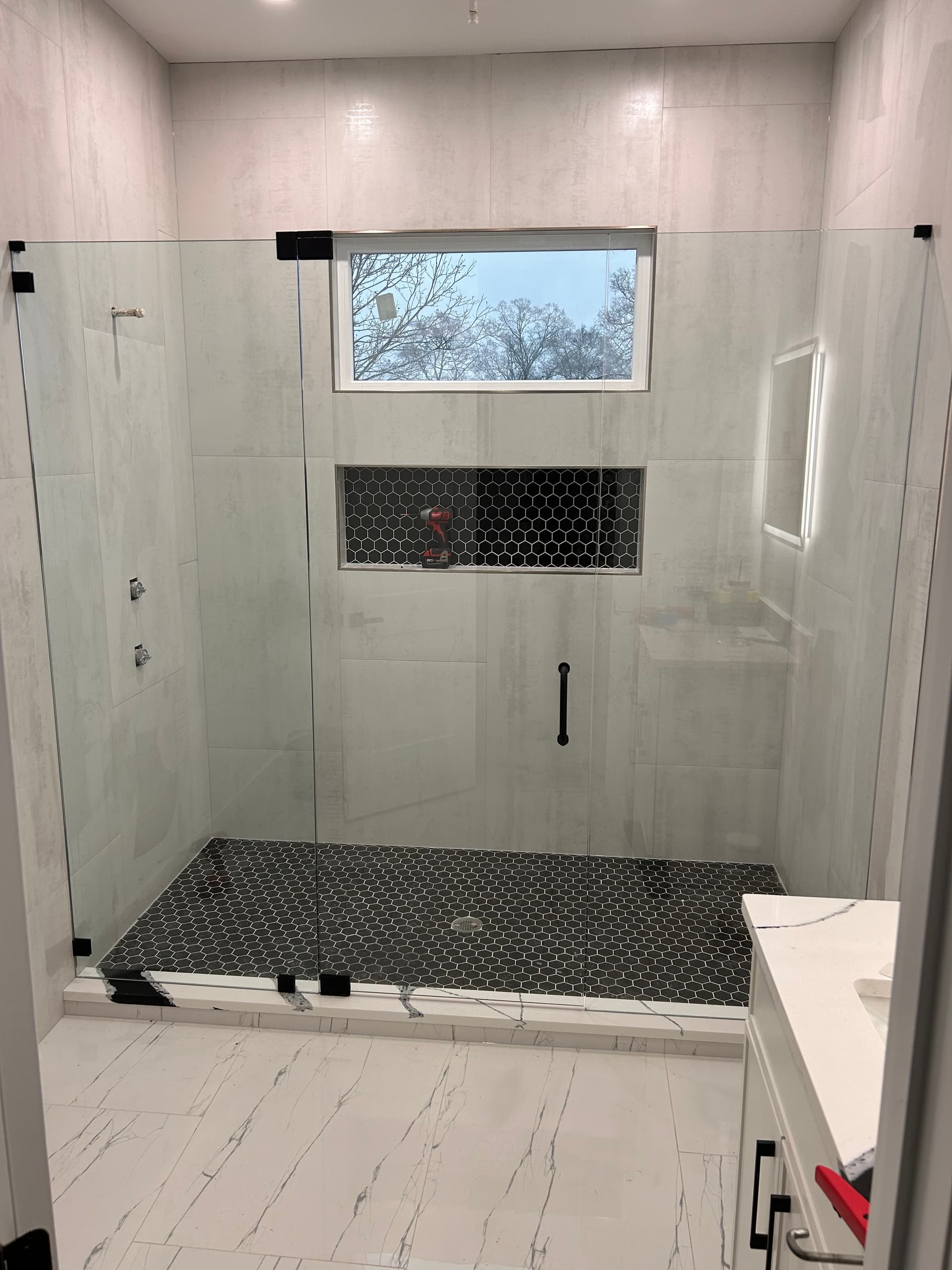 White Bathroom Glass Shower